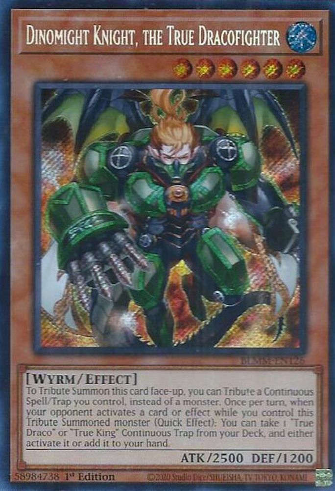 Dinomight Knight, the True Dracofighter - (BLMM-EN126) - Secret Rare 1st Edition