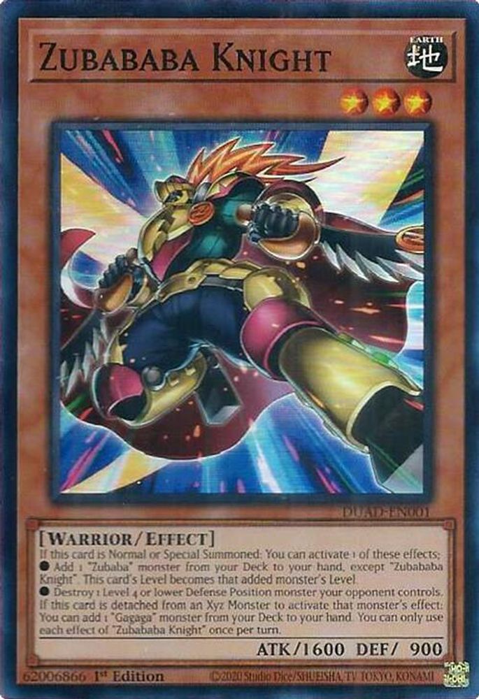 Zubababa Knight - (DUAD-EN001) - Super Rare 1st Edition