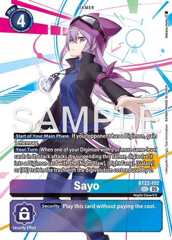 Sayo (BT22-102) Secret Rare - Digimon Cyber Eden