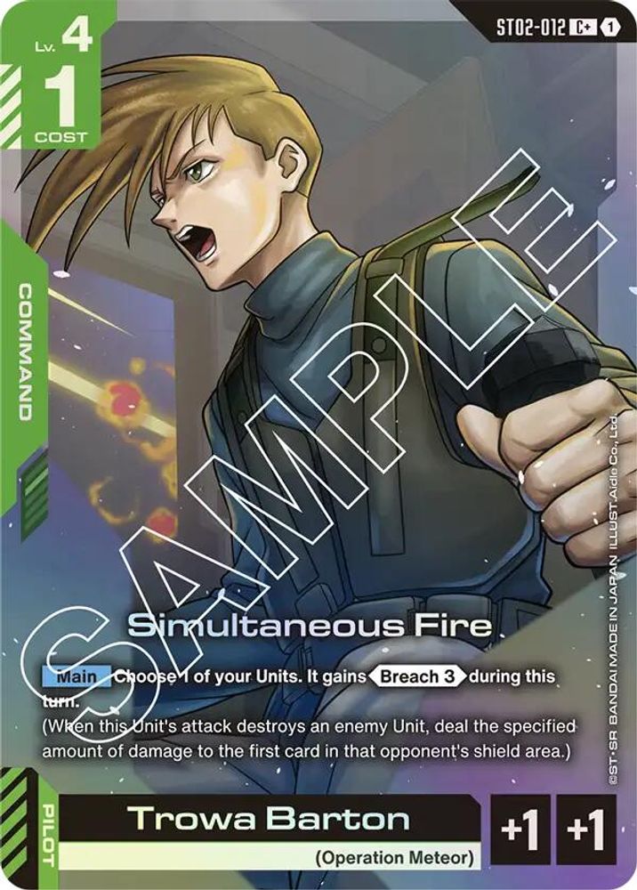 [ALTERNATE ART] Simultaneous Fire (C+) (ST02-012) - Gundam Starter Deck 02 Wings of Advance