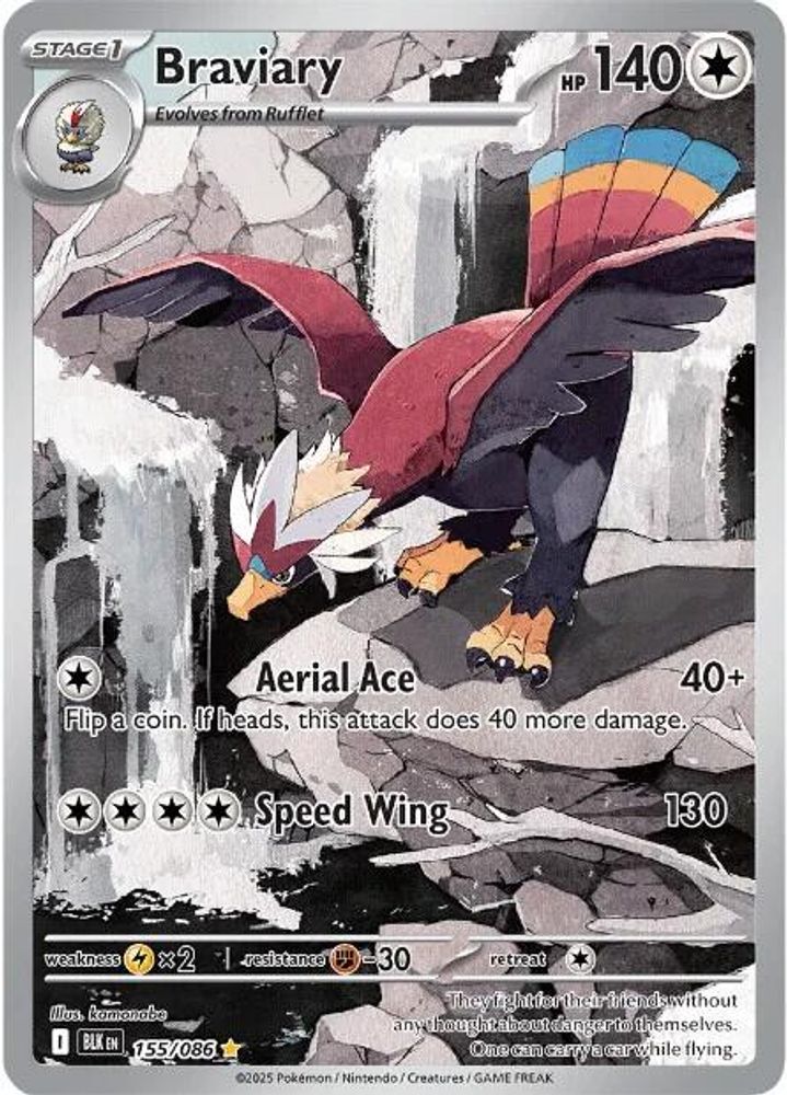 Braviary - [  155/086 ] - Illustration Rare - Pokemon SV Black Bolt