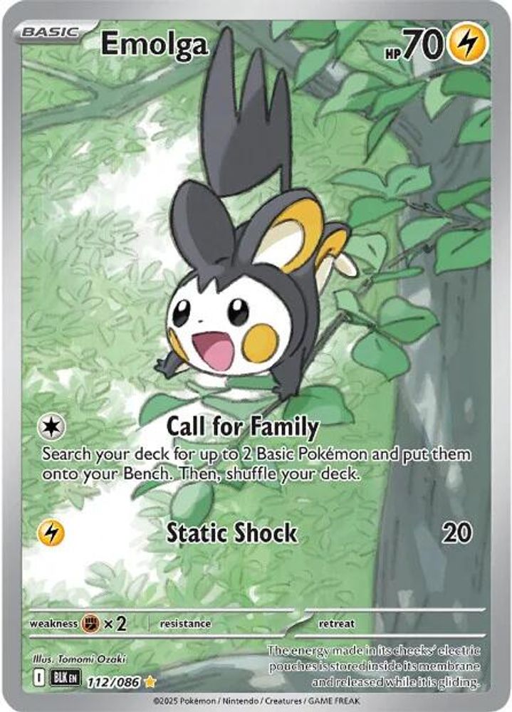 Emolga - [  112/086 ] - Illustration Rare - Pokemon SV Black Bolt