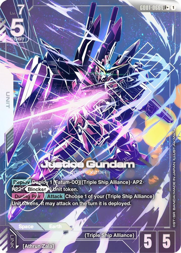 [ALTERNATE ART] Justice Gundam (LR+) (GD01-066) - Gundam Newtype Rising