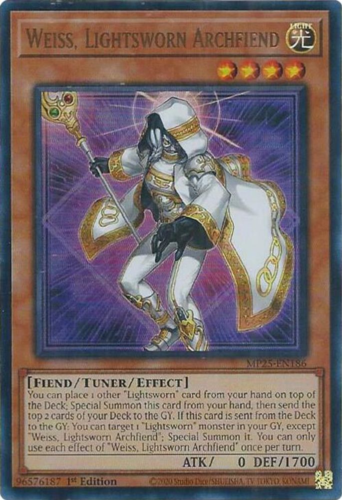Weiss, Lightsworn Archfiend - (MP25-EN186) - Ultra Rare 1st Edition