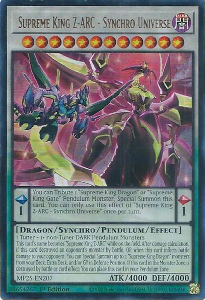 Supreme King Z-ARC - Synchro Universe - (MP25-EN207) - Ultra Rare 1st Edition