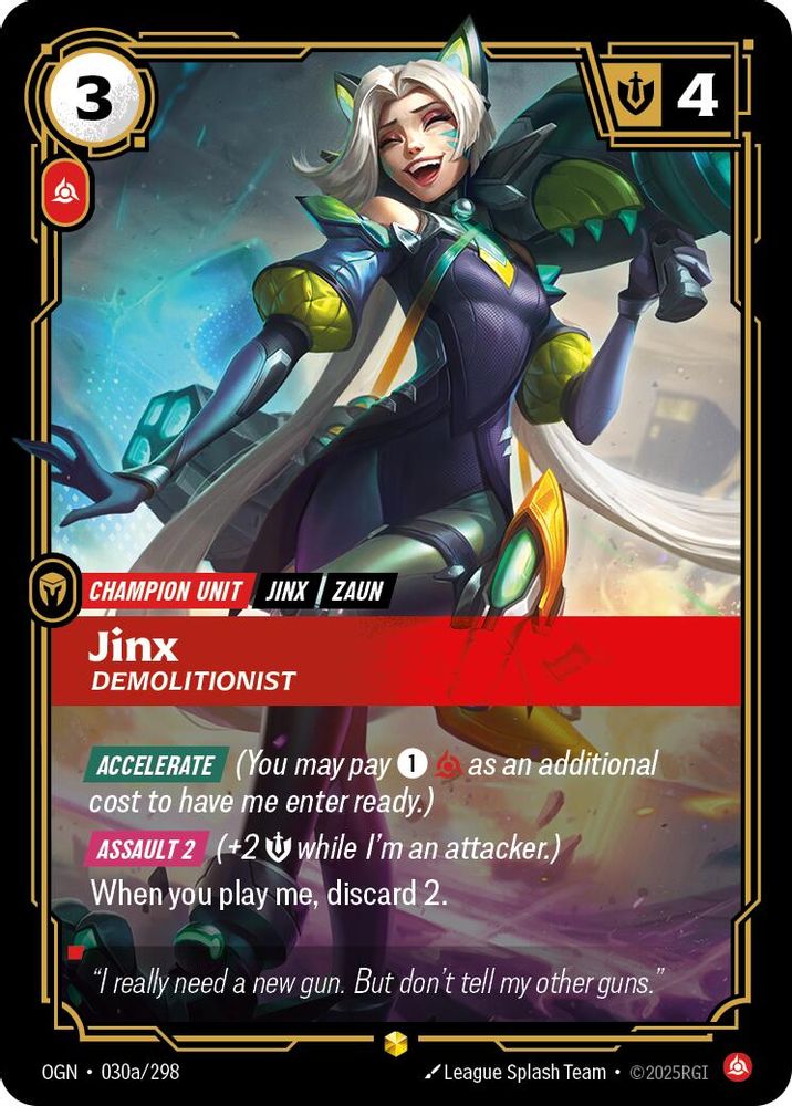 Jinx - Demolitionist (Alternate Art) (030a/298) Showcase - Riftbound Origins Foil