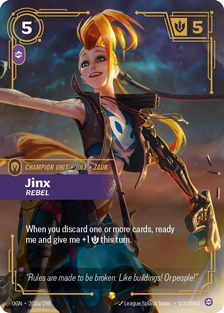 Jinx - Rebel (Alternate Art) (202a/298) Showcase - Riftbound Origins Foil