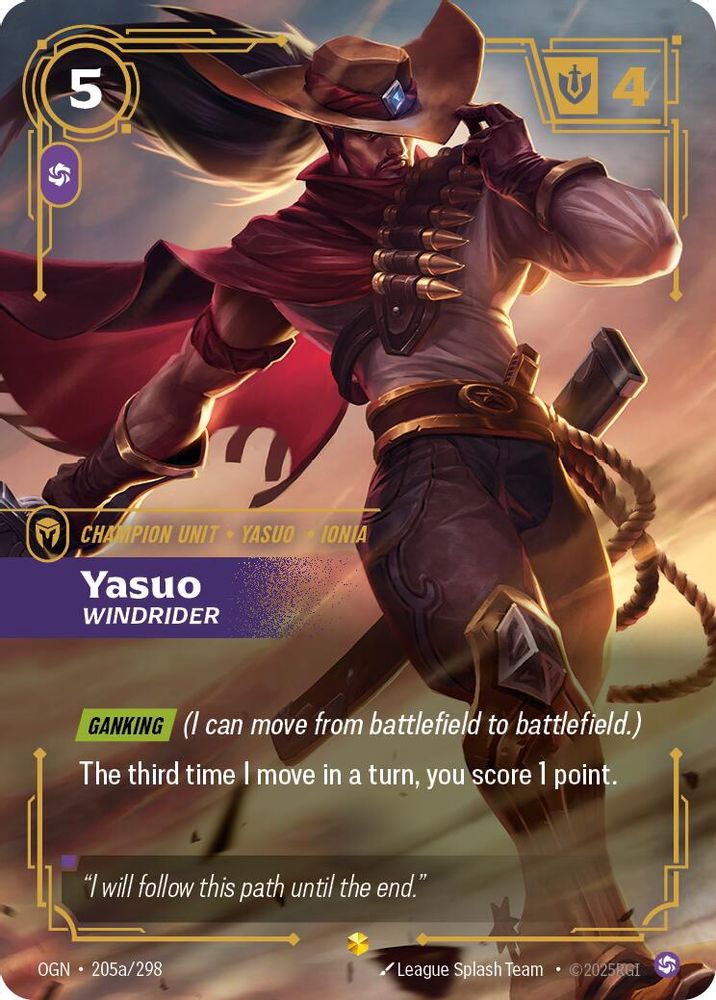 Yasuo - Windrider (Alternate Art) (205a/298) Showcase - Riftbound Origins Foil