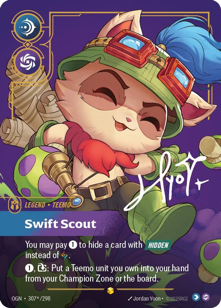 Teemo - Swift Scout (Signature) (307*/298) Showcase - Riftbound Origins Foil