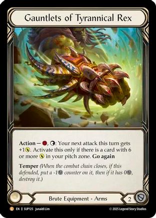 [Rainbow Foil] Gauntlets of Tyrannical Rex (#SUP125) - Legendary - FAB Super Slam
