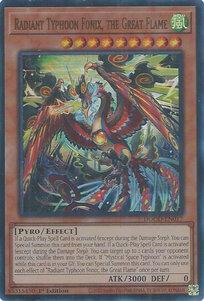 Radiant Typhoon Fonix, the Great Flame - (DOOD-EN017) - Ultra Rare 1st Edition