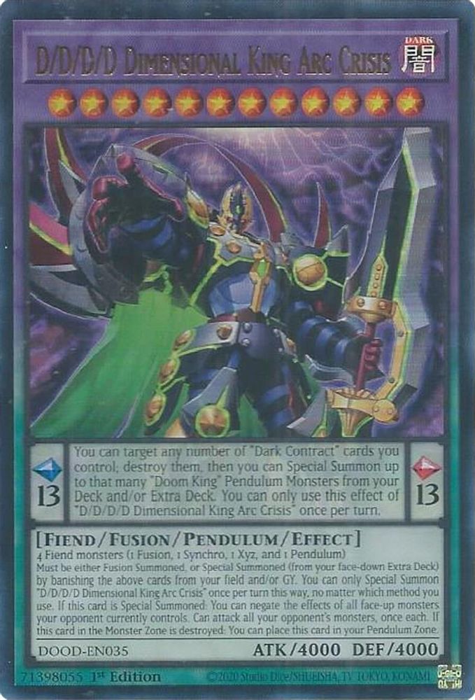 D/D/D/D Dimensional King Arc Crisis - (DOOD-EN035) - Ultra Rare 1st Edition