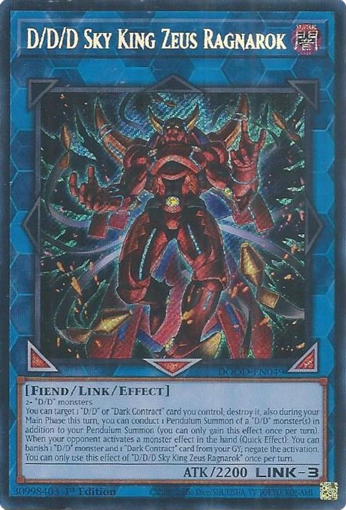 D/D/D Sky King Zeus Ragnarok - (DOOD-EN049) - Secret Rare 1st Edition