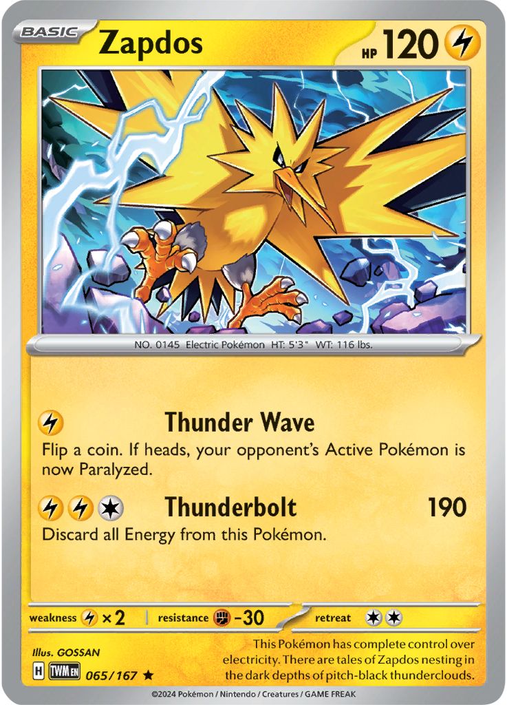 Zapdos - 065/167 - Holo Rare Twilight Masquerade