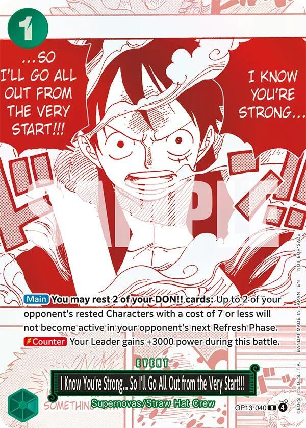 I Know You're Strong... So I'll Go All Out from the Very Start!!! OP13-040 - OP-13 Carrying On His Will Box Topper