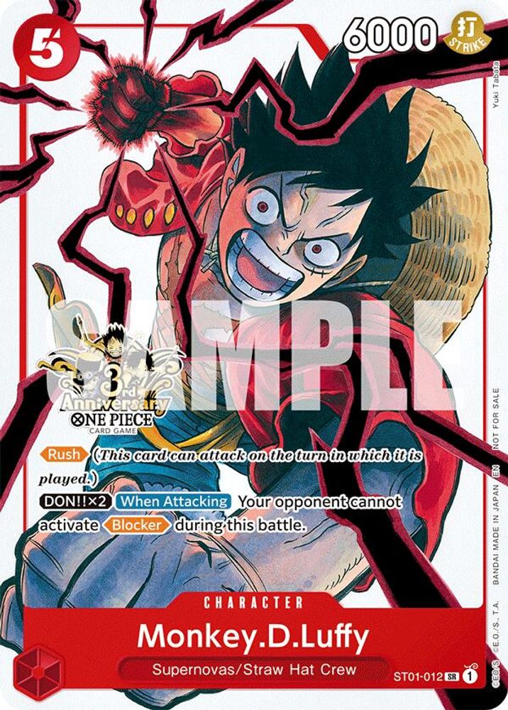 Monkey.D.Luffy - (ST01-012) - One Piece Carrying On His Will: 3rd Anniversary Tournament Promo
