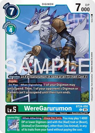 PLAYSET (4) 4x WereGarurumon (BT24-050) Common - Digimon Time Stranger