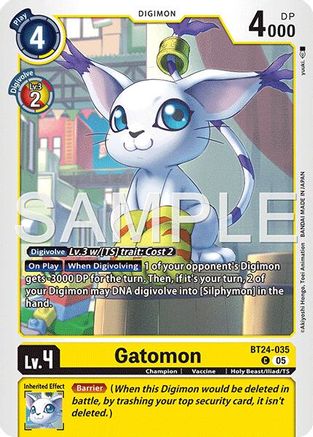 PLAYSET (4) 4x Gatomon (BT24-035) Common - Digimon Time Stranger