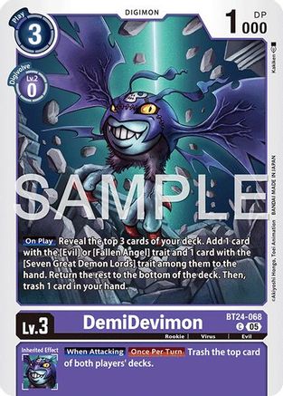 PLAYSET (4) 4x DemiDevimon (BT24-068) Common - Digimon Time Stranger