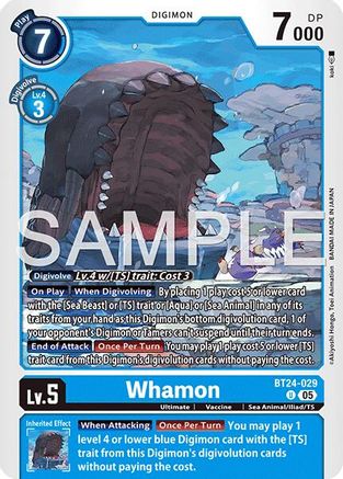 PLAYSET (4) 4x Whamon (BT24-029) Uncommon - Digimon Time Stranger