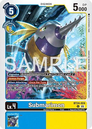 PLAYSET (4) 4x Submarimon (BT24-024) Uncommon - Digimon Time Stranger