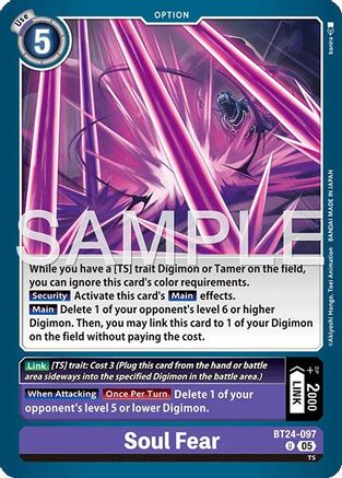PLAYSET (4) 4x Soul Fear (BT24-097) Uncommon - Digimon Time Stranger