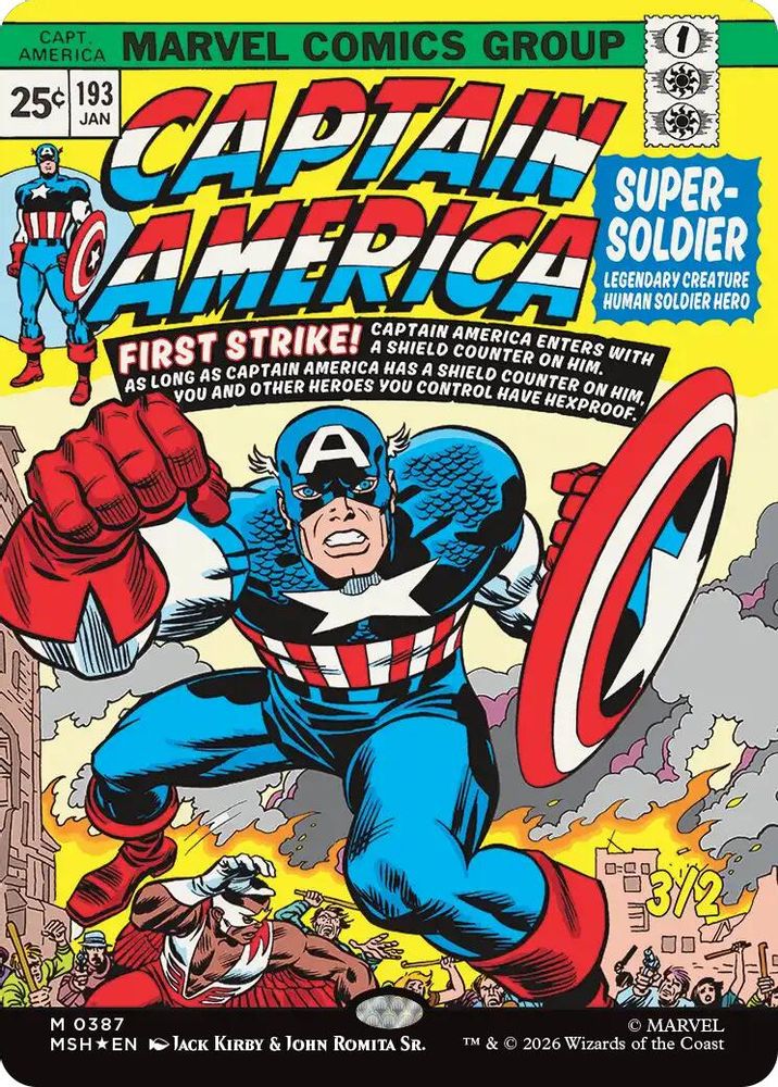 [FOIL] Captain America, Super-Soldier (Borderless) (0387) #387 - MYTHIC MSH -  Marvel Super Heroes