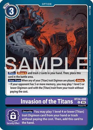PLAYSET (4) 4x Invasion of the Titans (BT24-098) Uncommon - Digimon Time Stranger
