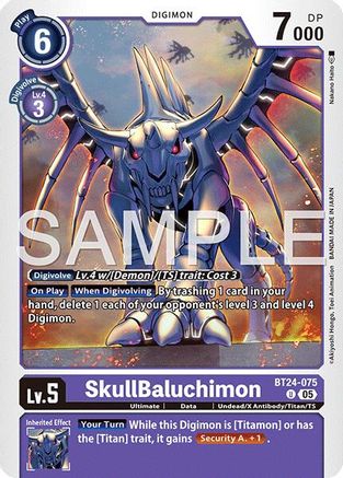 PLAYSET (4) 4x SkullBaluchimon (BT24-075) Uncommon - Digimon Time Stranger