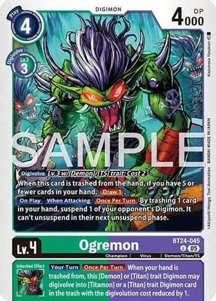 PLAYSET (4) 4x Ogremon (BT24-045) Uncommon - Digimon Time Stranger
