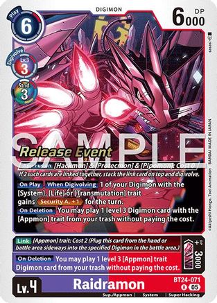 Raidramon (BT24-071) Rare - Digimon Time Stranger