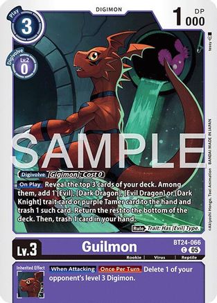 PLAYSET (4) 4x Guilmon (BT24-066) Common - Digimon Time Stranger