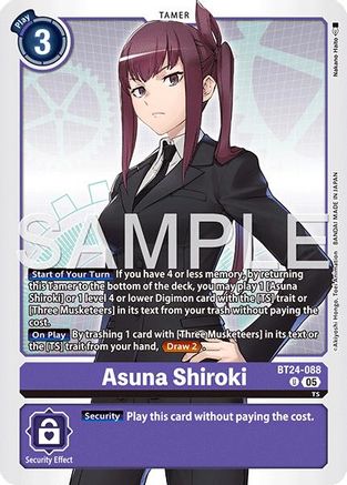 PLAYSET (4) 4x Asuna Shiroki (BT24-088) Uncommon - Digimon Time Stranger