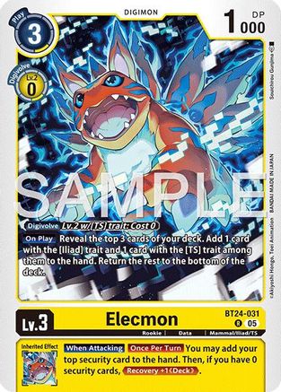 Elecmon (BT24-031) Rare - Digimon Time Stranger