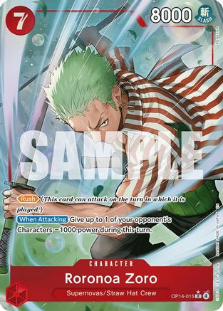 [ALTERNATE ART] Roronoa Zoro - OP14-015 (OP14-015) Rare - One Piece The Azure Sea's Seven