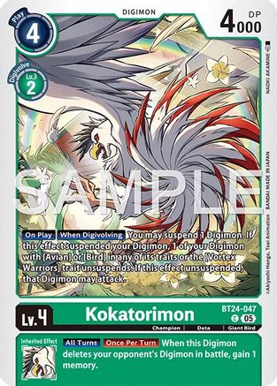 PLAYSET (4) 4x Kokatorimon (BT24-047) Common - Digimon Time Stranger