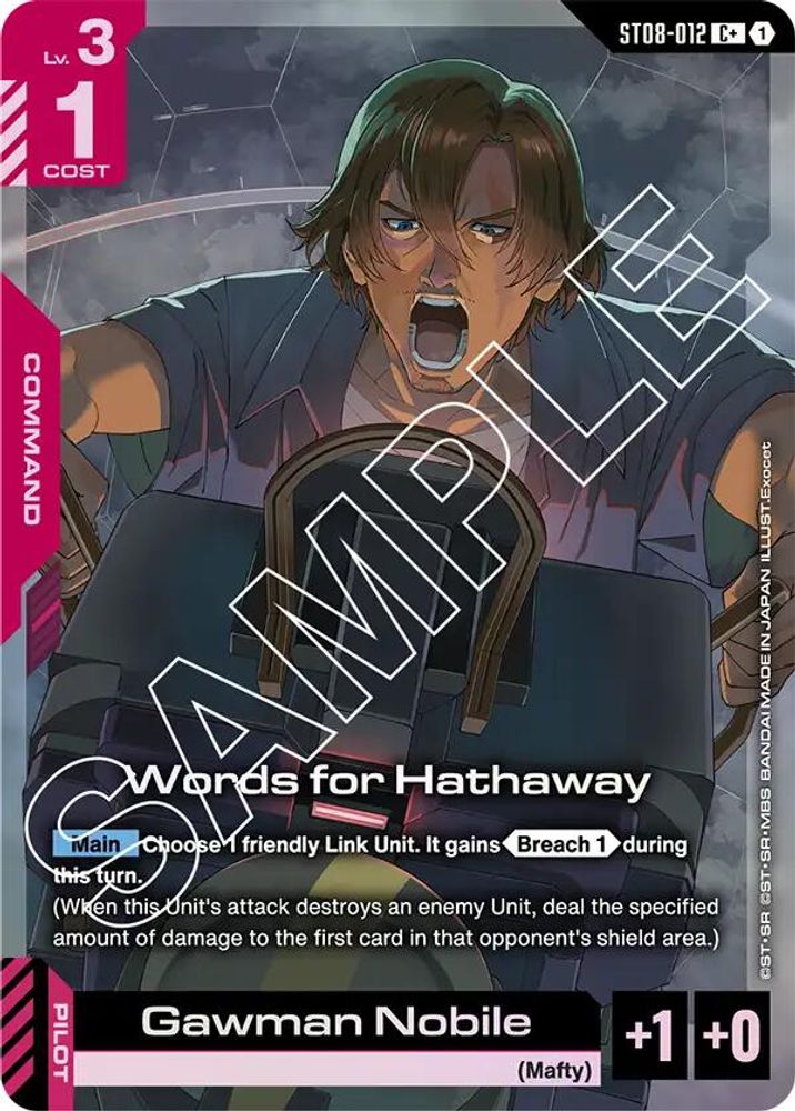 [ALTERNATE ART] Words for Hathaway (C+) (ST08-012) - Gundam Starter Deck 08 Flash of Radiance