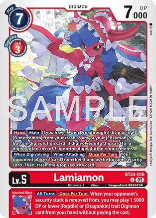 PLAYSET (4) 4x Lamiamon (BT24-016) Uncommon - Digimon Time Stranger