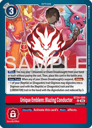 PLAYSET (4) 4x Unique Emblem: Blazing Conductor (BT24-089) Uncommon - Digimon Time Stranger