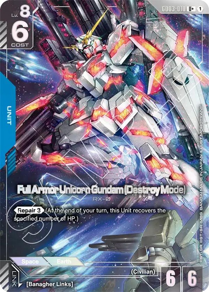 [ALTERNATE ART] Full Armor Unicorn Gundam (Destroy Mode) (R+) (GD03-010) - Gundam Steel Requiem