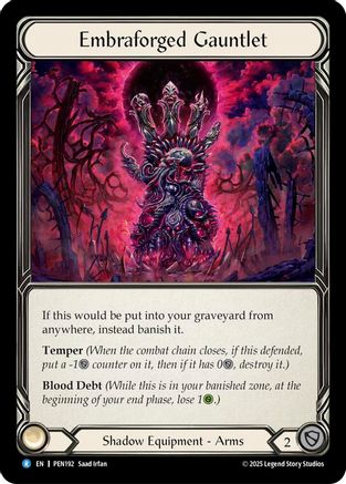 [Cold Foil] Embraforged Gauntlet (#PEN192) - Rare - FAB Compendium of Rathe