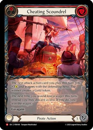 [Rainbow Foil] Cheating Scoundrel (Red) (Extended Art) (#PEN169) - Majestic - FAB Compendium of Rathe