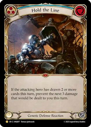[Rainbow Foil] Hold The Line (Blue) (ANQ017) (#ANQ017) - Gold - FAB Compendium of Rathe - Antiquity Pack