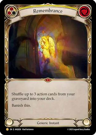 [Rainbow Foil] Remembrance (Yellow) (ANQ026) (#ANQ026) - Gold - FAB Compendium of Rathe - Antiquity Pack