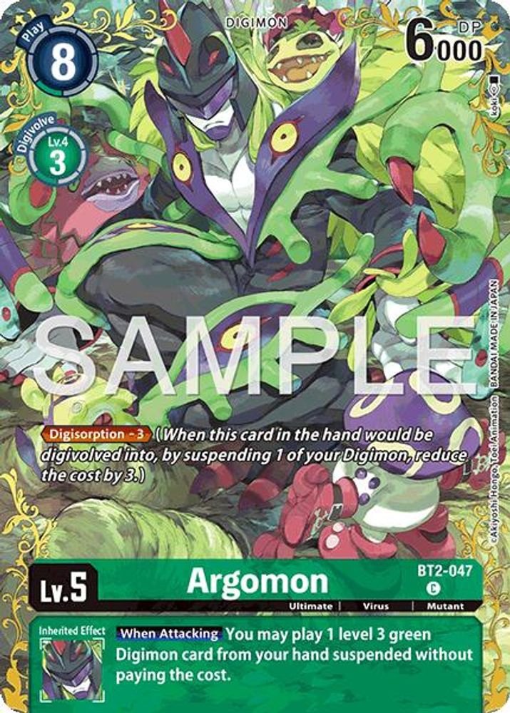 Argomon - BT2-047 RARE PULL - Digimon Dual Revolution