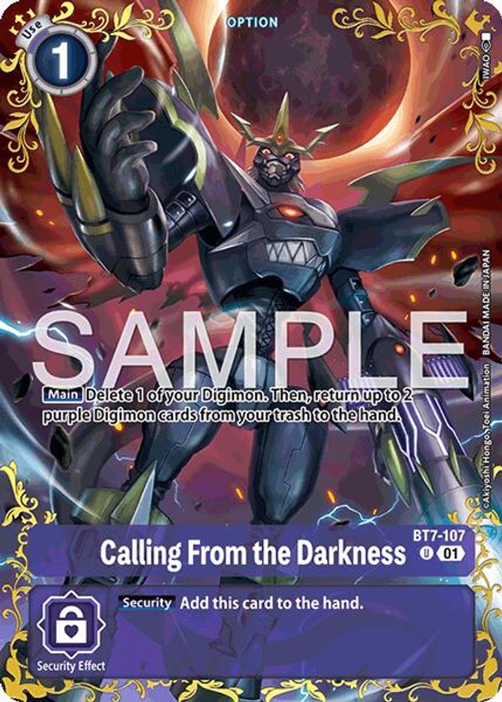 Calling From the Darkness - BT7-107 RARE PULL - Digimon Dual Revolution