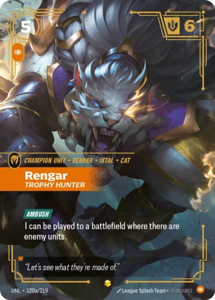 Rengar - Trophy Hunter (Alternate Art) (120a/219) - Riftbound Unleashed