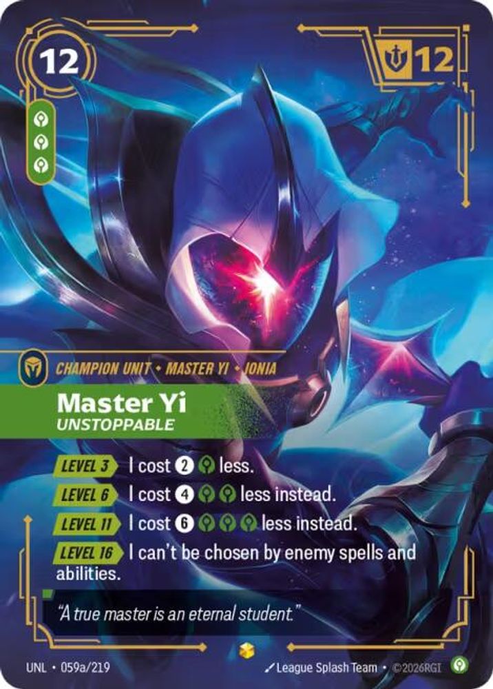 Master Yi - Unstoppable (Alternate Art) (059a/219) - Riftbound Unleashed