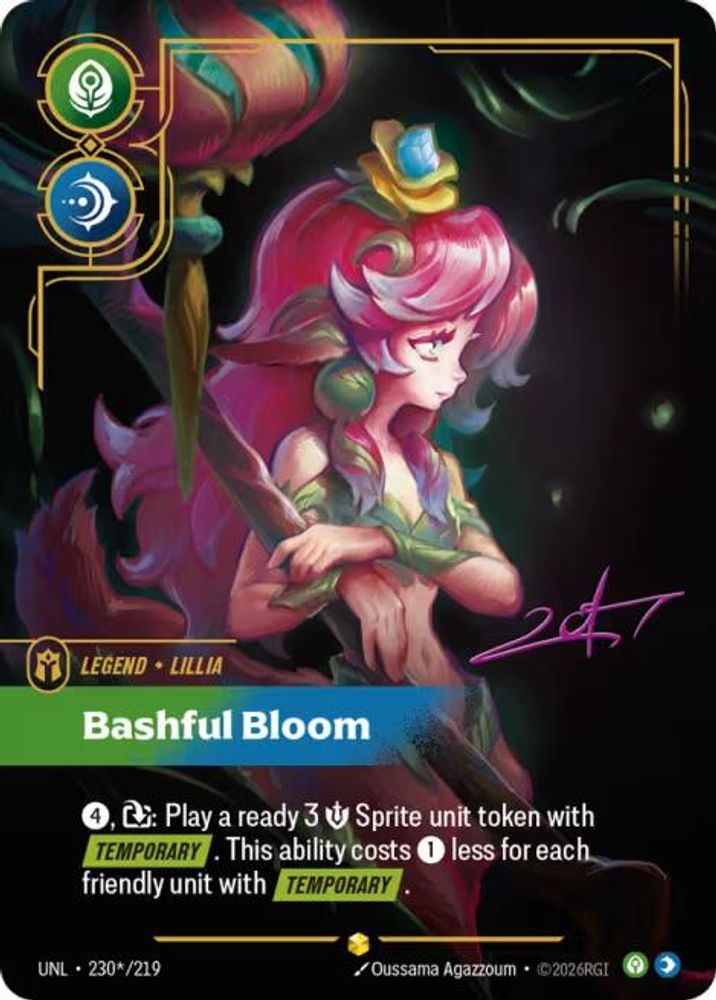 Lillia - Bashful Bloom (Signature) (230*/219) Showcase - Riftbound Unleashed Foil