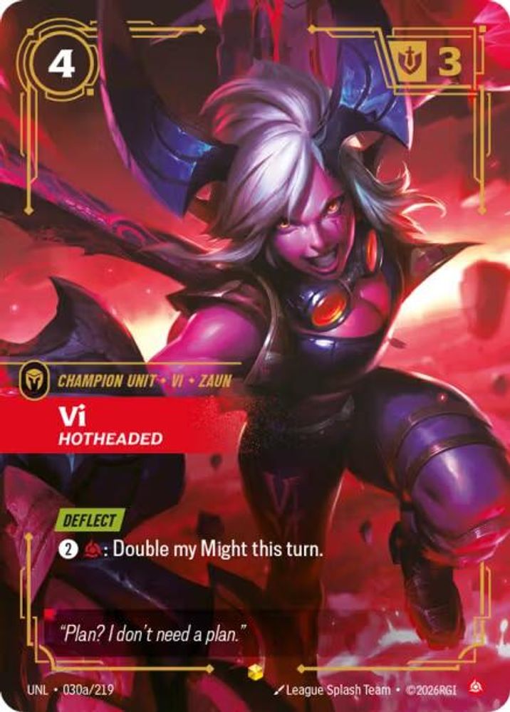 Vi - Hotheaded (Alternate Art) (030a/219) - Riftbound Unleashed